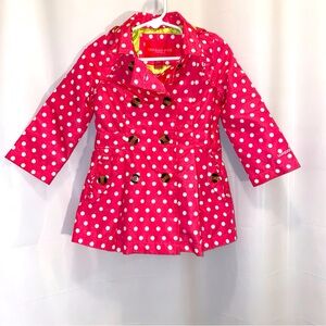 Girl's London Fog Pink Ruffled Hooded Lightweight Trench Coat Size 24 Months